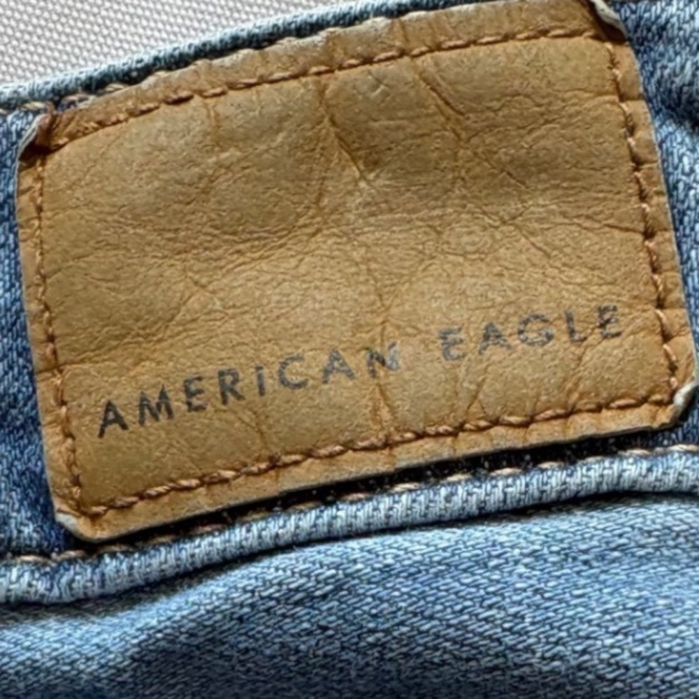 American Eagle Womens Distressed Skinny Jeans Blue Button Fly‎ Ripped Size 0 - Picture 11 of 12